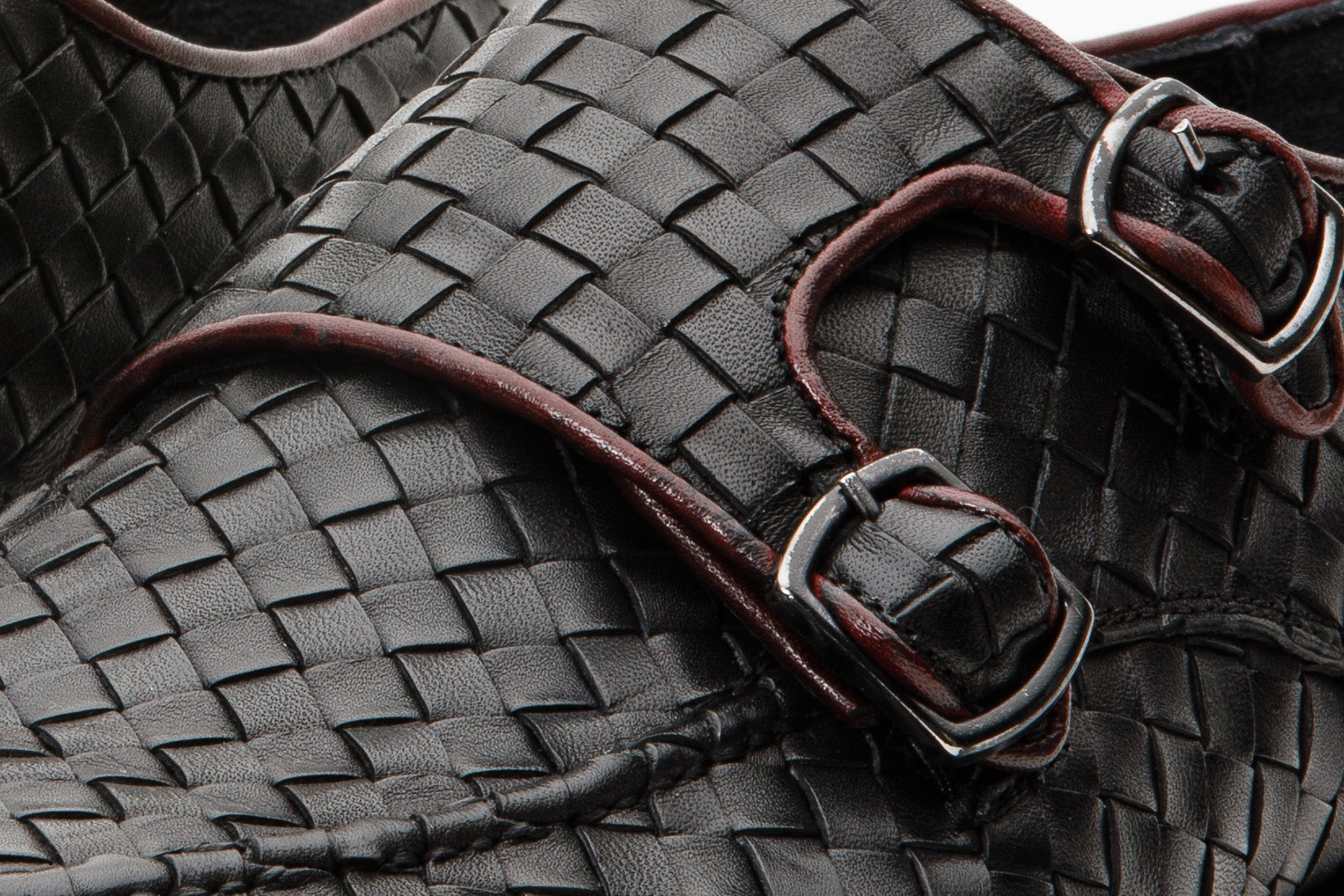The Turan Black Woven Double Monk Strap Dress Shoe