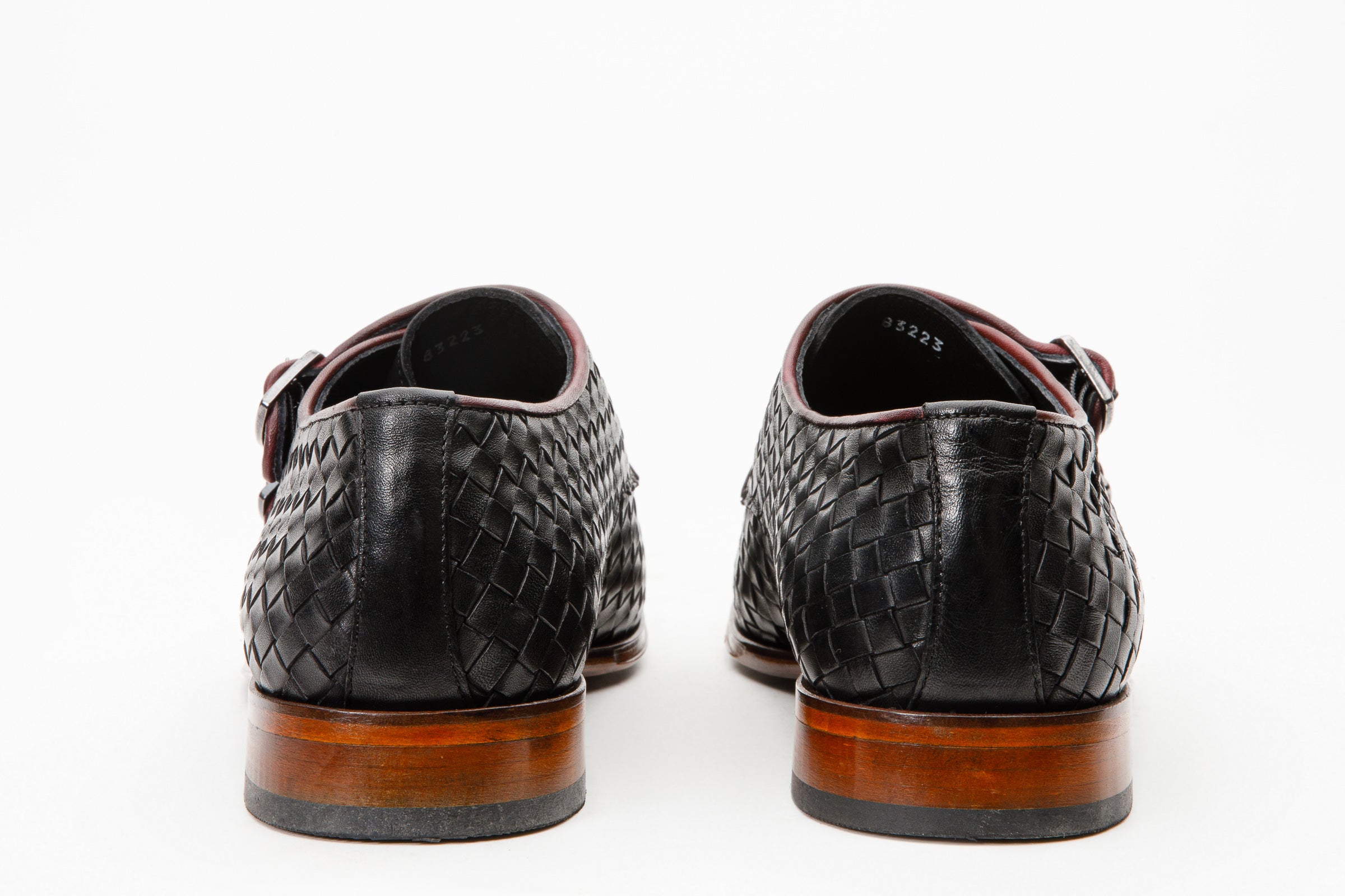 The Turan Black Woven Double Monk Strap Dress Shoe