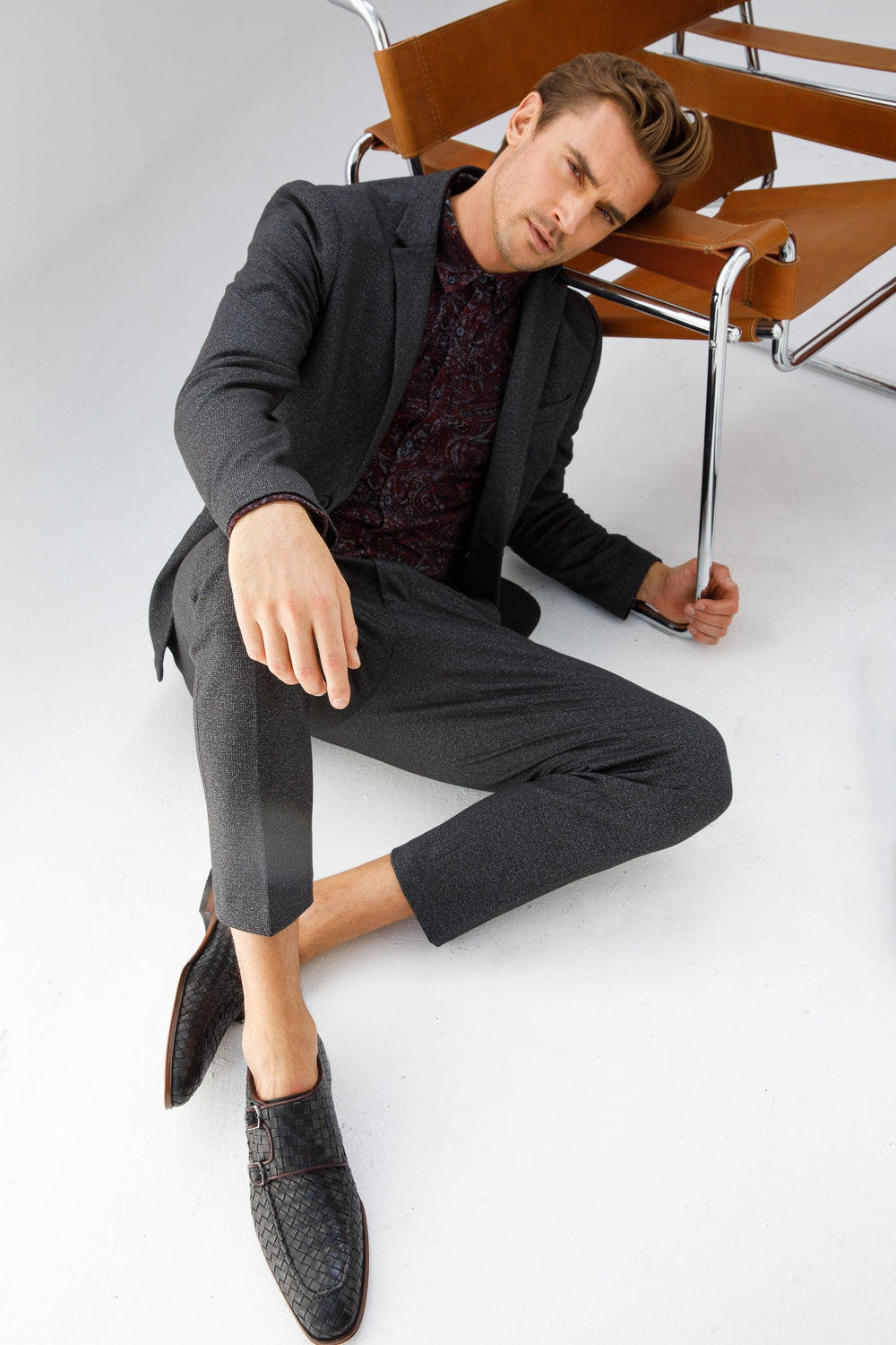 The Turan Black Woven Double Monk Strap Dress Shoe