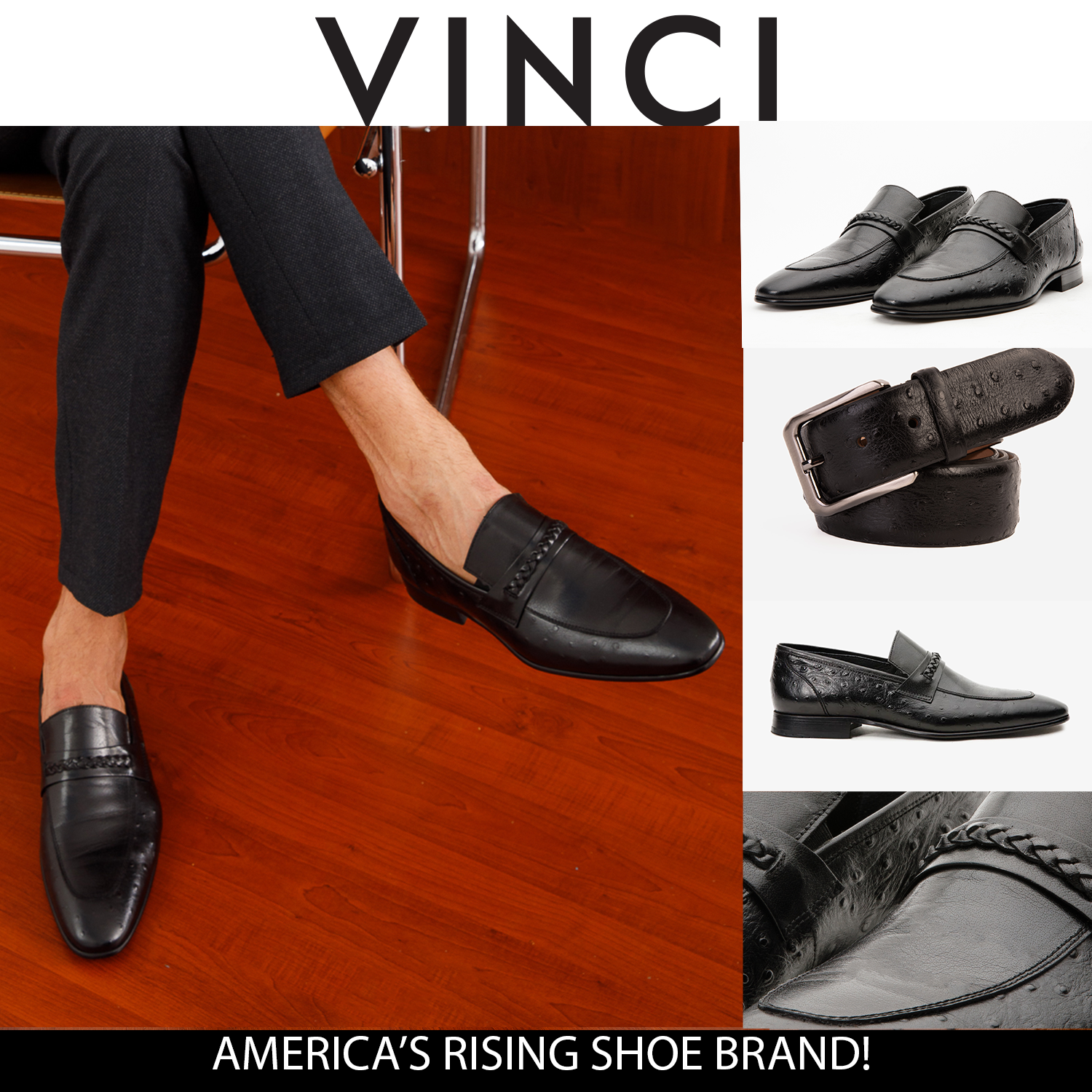 The Johannesburg Black Leather Dress Loafer  Shoe