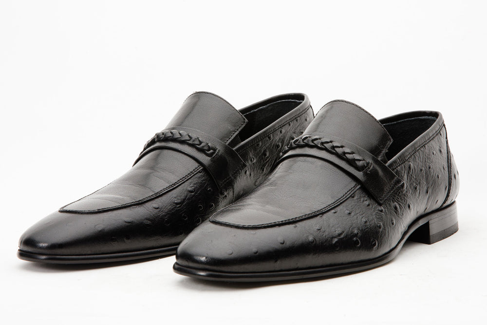 The Johannesburg Black Leather Dress Loafer  Shoe