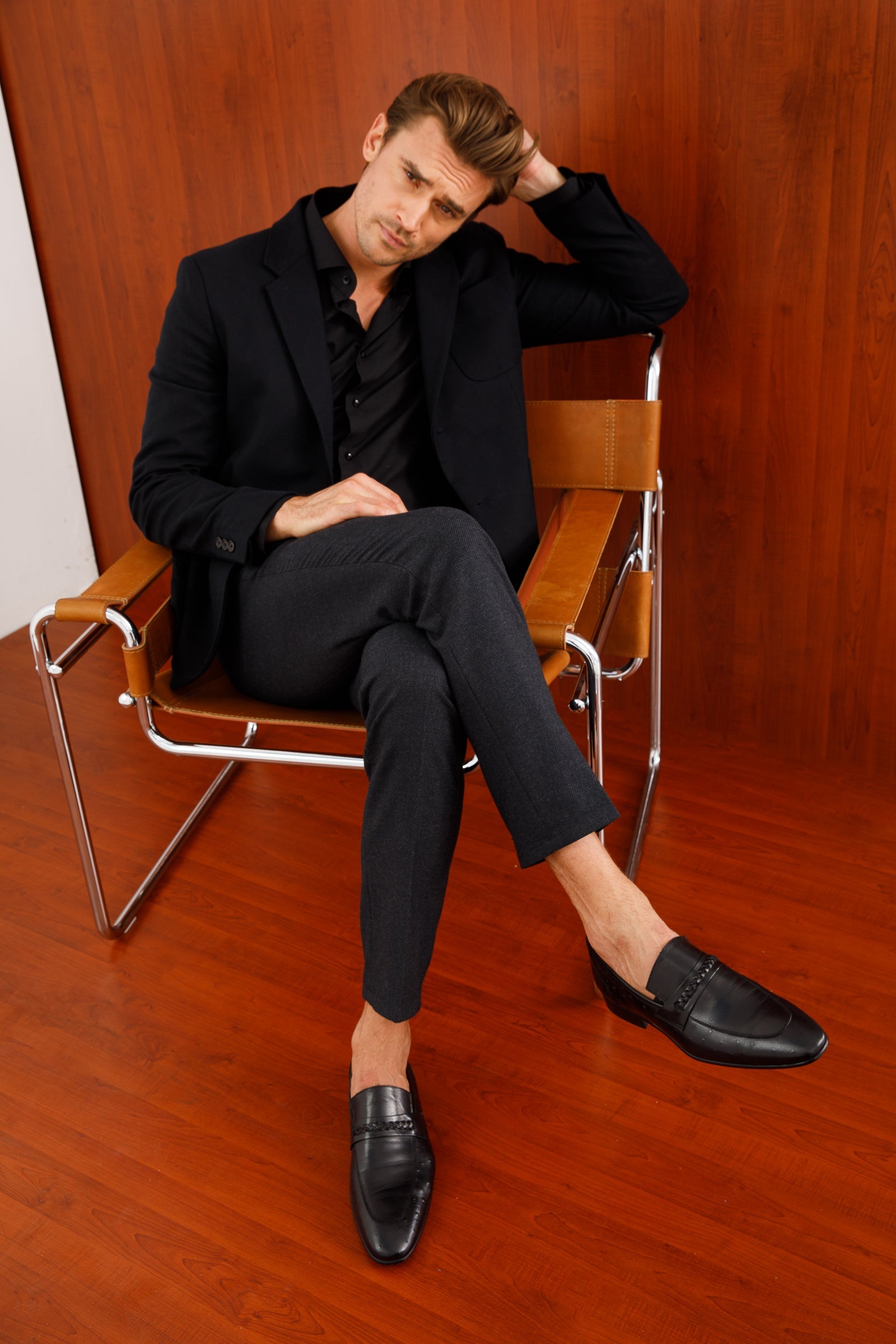 The Johannesburg Black Leather Dress Loafer  Shoe