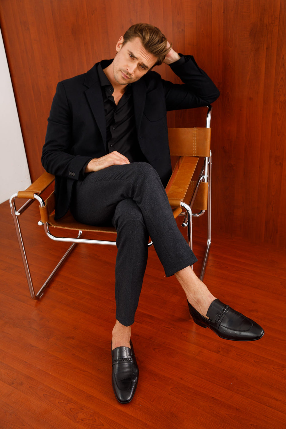 The Johannesburg Black Leather Dress Loafer  Shoe