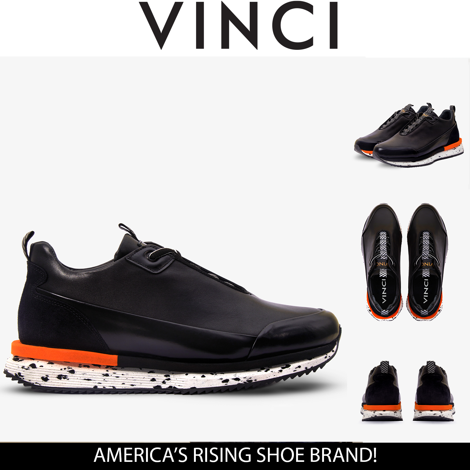 The Milford  Black  Leather Sneaker