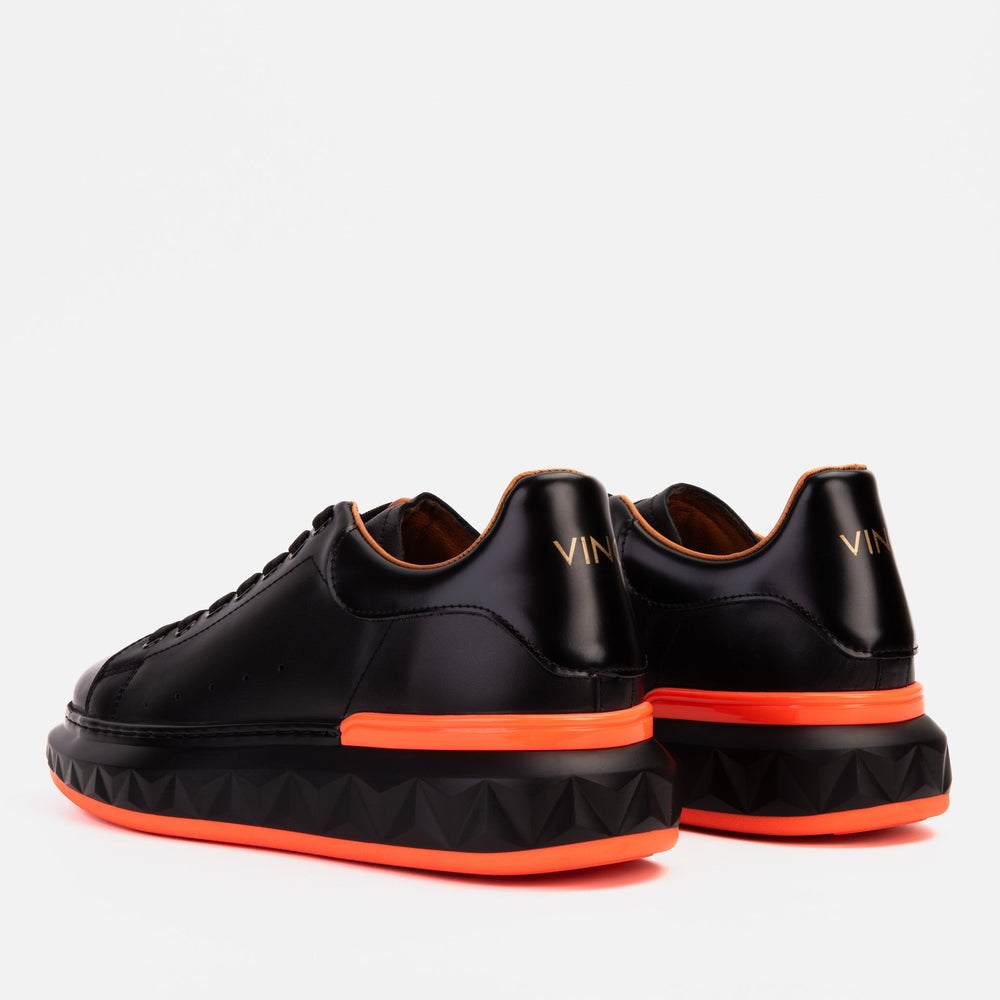 The Linq  Black Orange Leather Sneaker