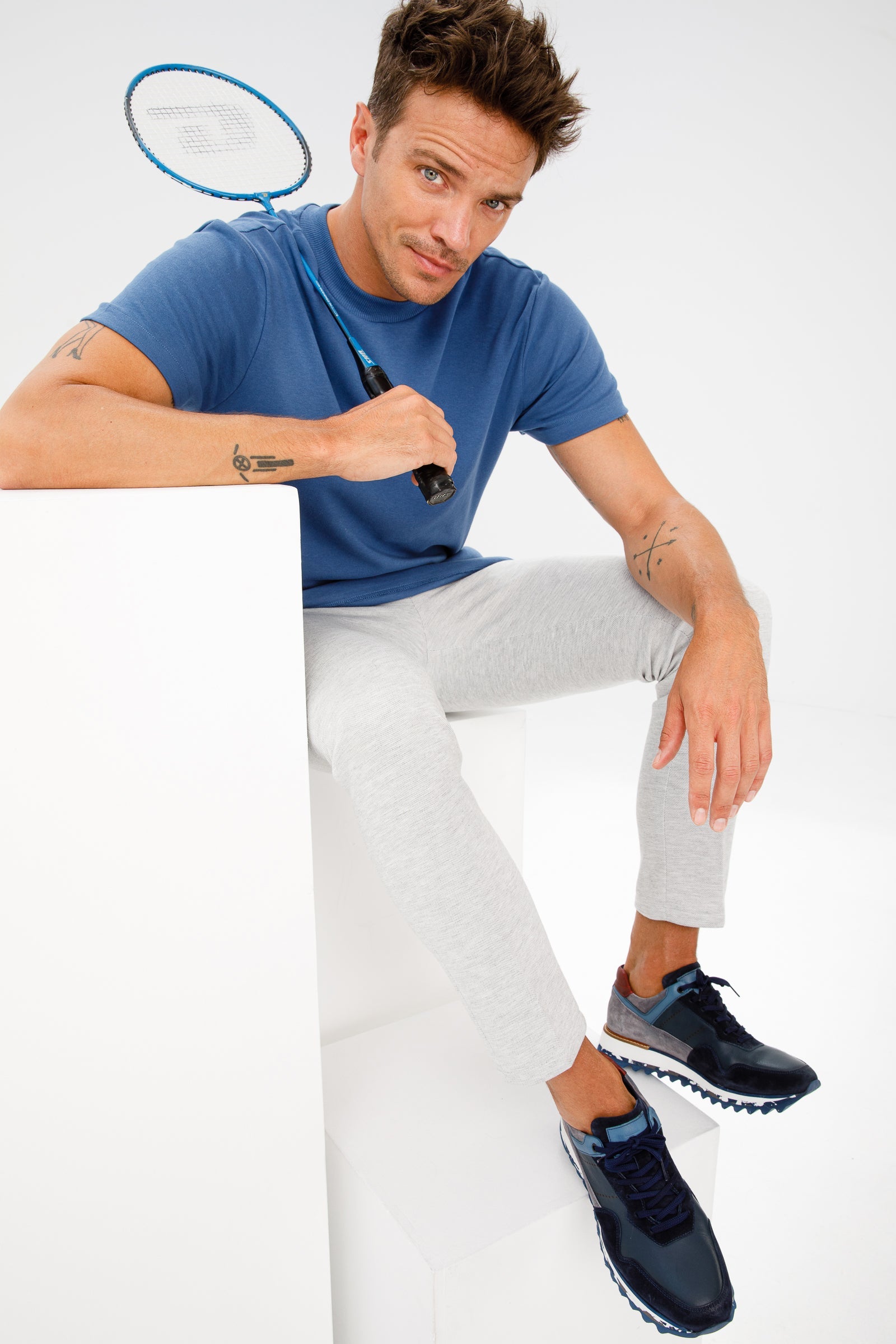 The Hoskova Navy Blue Leather Sneaker