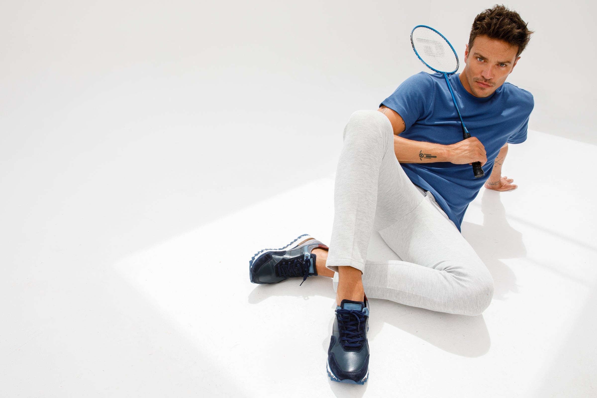 The Hoskova Navy Blue Leather Sneaker
