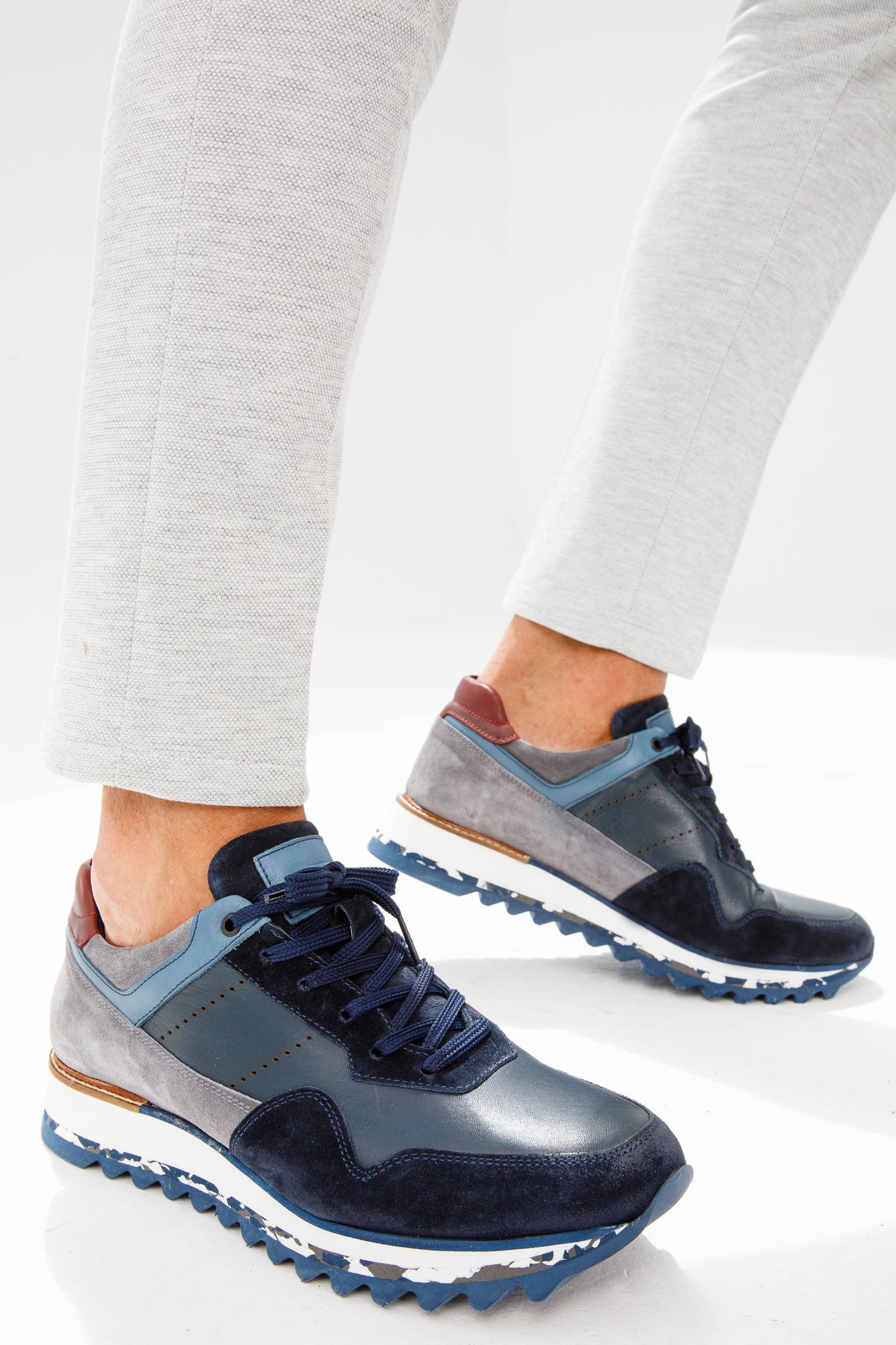 The Hoskova Navy Blue Leather Sneaker
