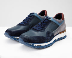 The Hoskova Navy Blue Leather Sneaker