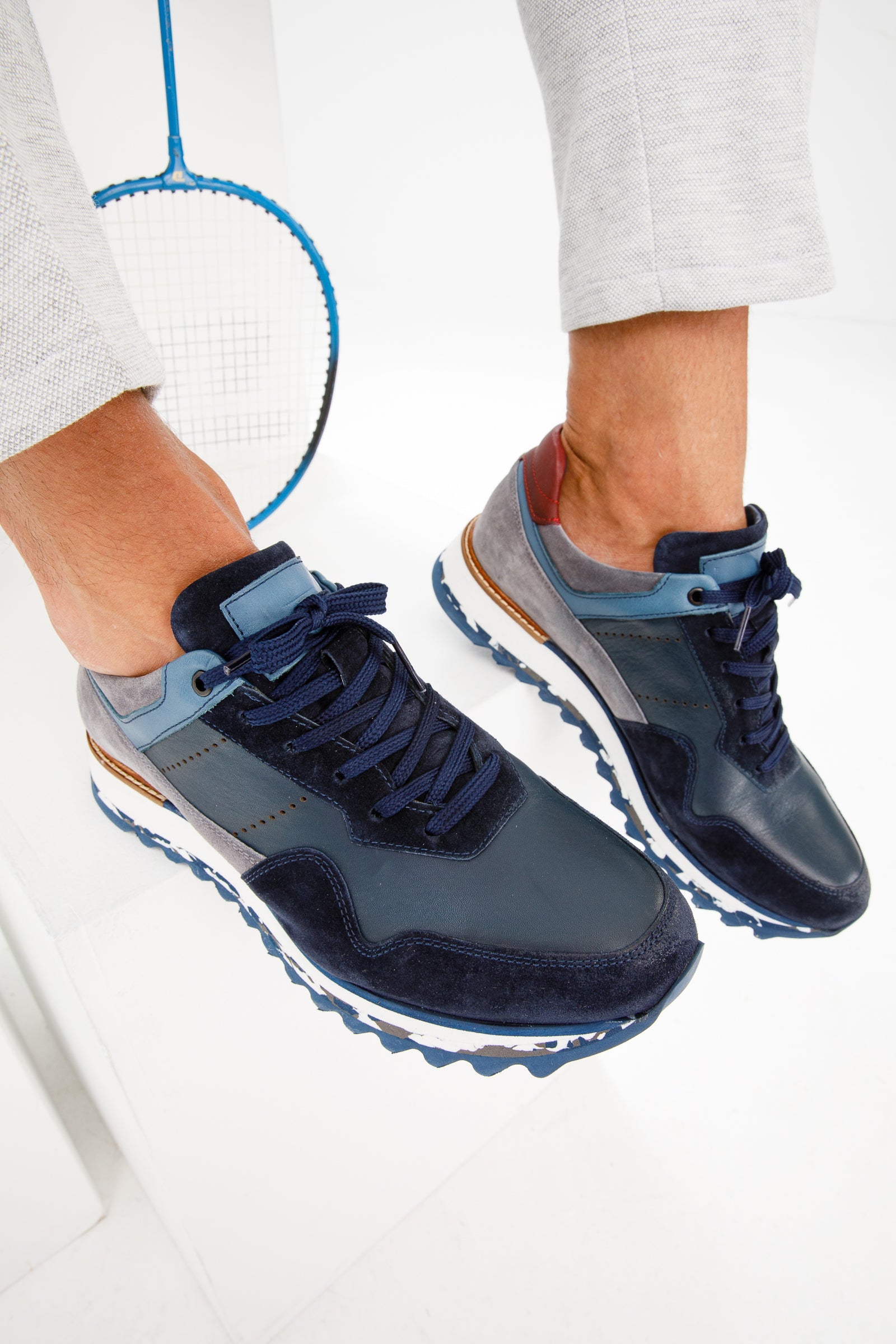 The Hoskova Navy Blue Leather Sneaker