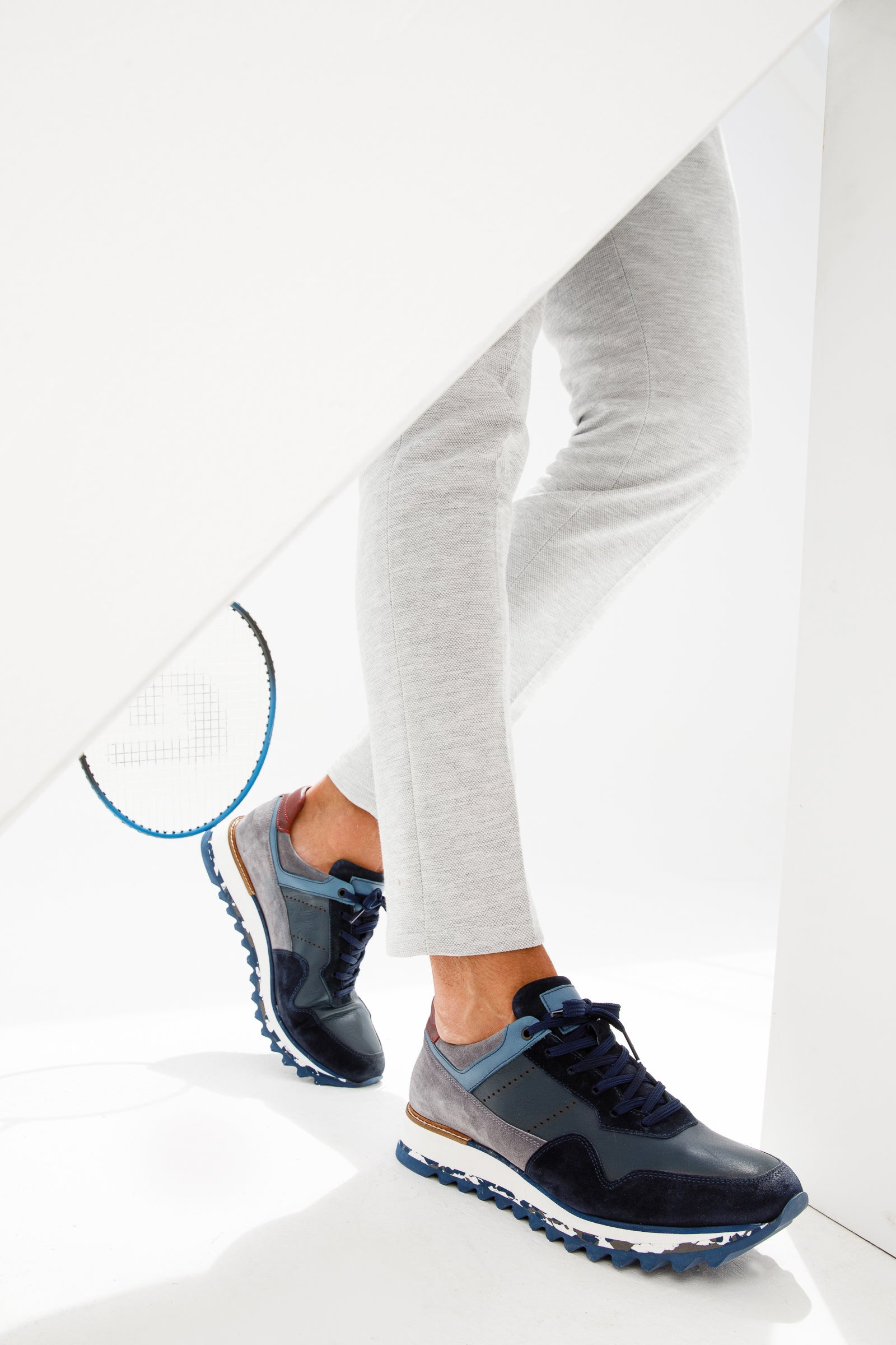 The Hoskova Navy Blue Leather Sneaker