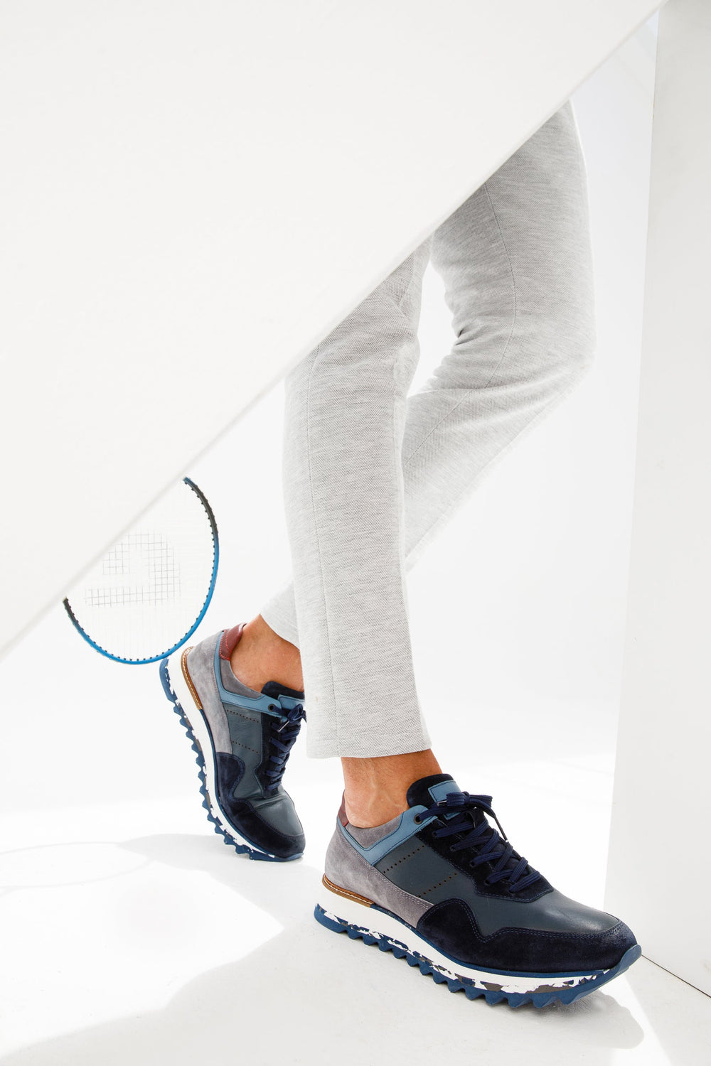 The Hoskova Navy Blue Leather Sneaker