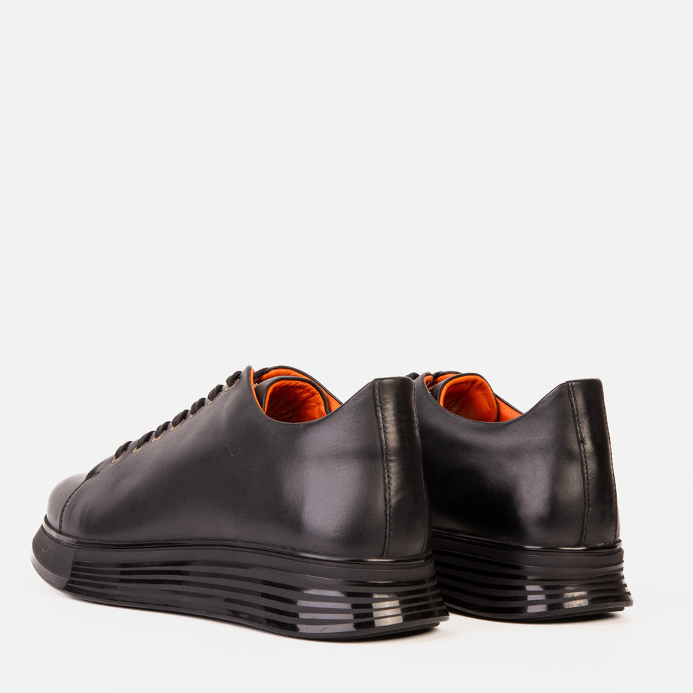 The Peklin Black Leather Sneaker