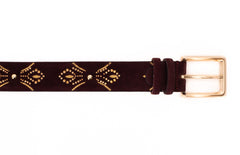 The Lazio Burgundy  Suede Leather Belt