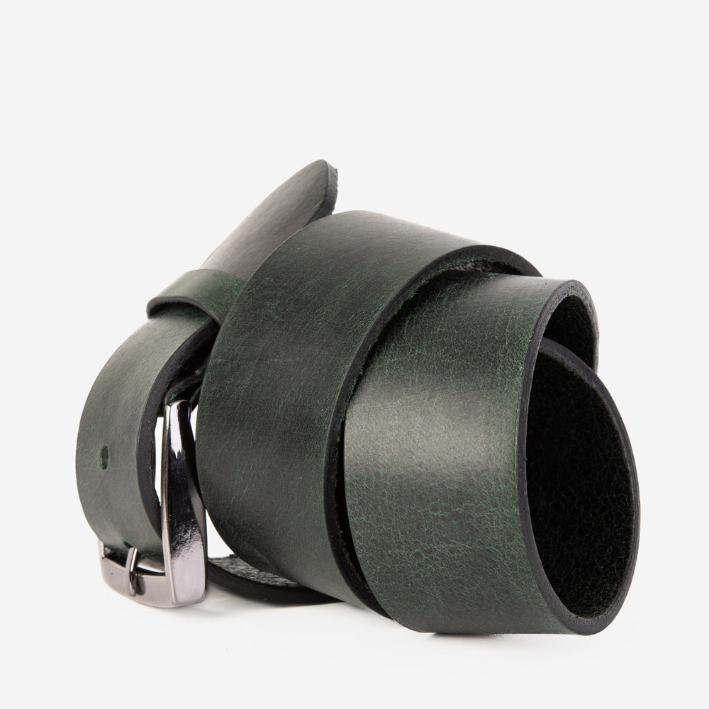 The Prime Forest Green Leather Belt
