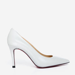 The Ege White Leather Pump Fuchsia Sole Shoe