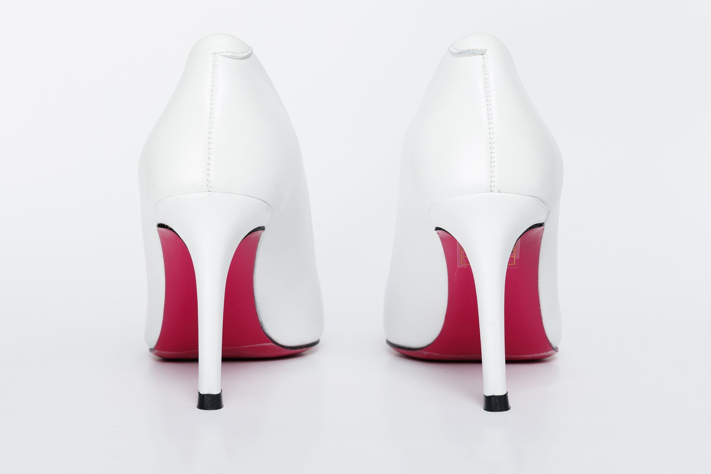 The Ege White Leather Pump Fuchsia Sole Shoe