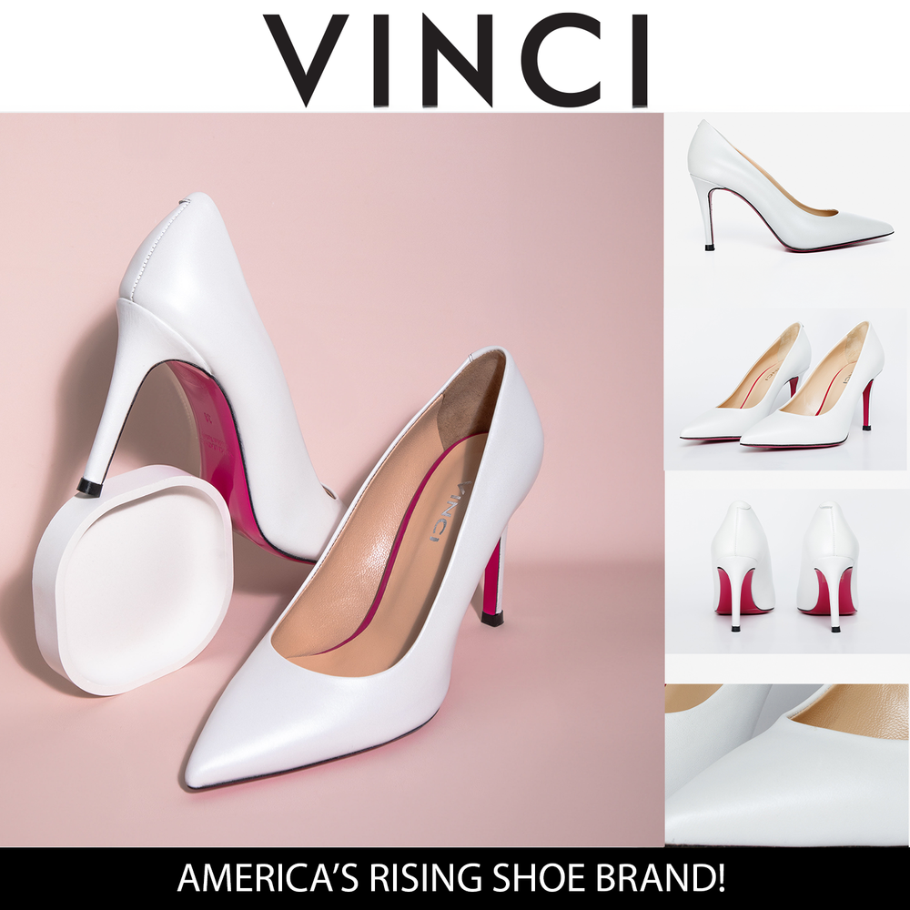 The Ege White Leather Pump Fuchsia Sole Shoe
