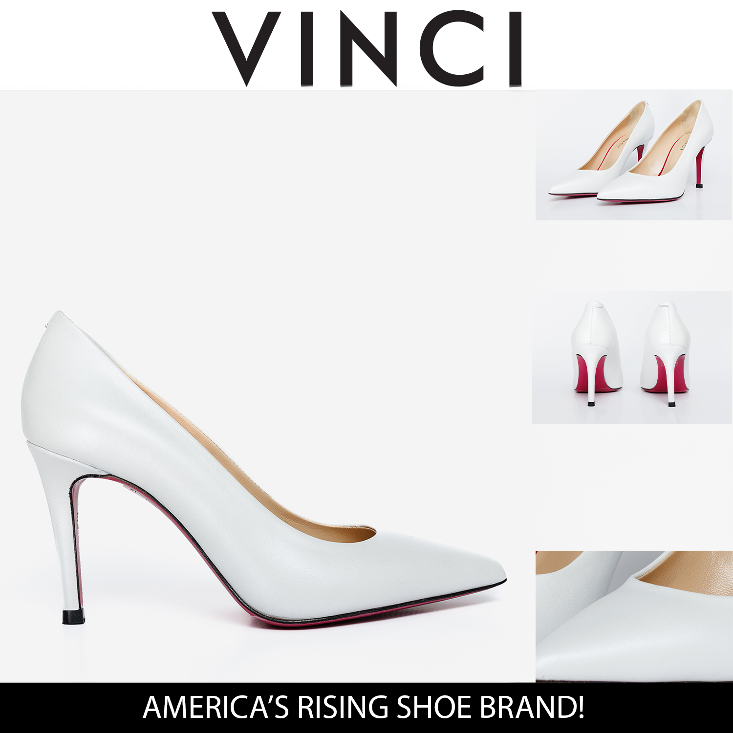 The Ege White Leather Pump Fuchsia Sole Shoe