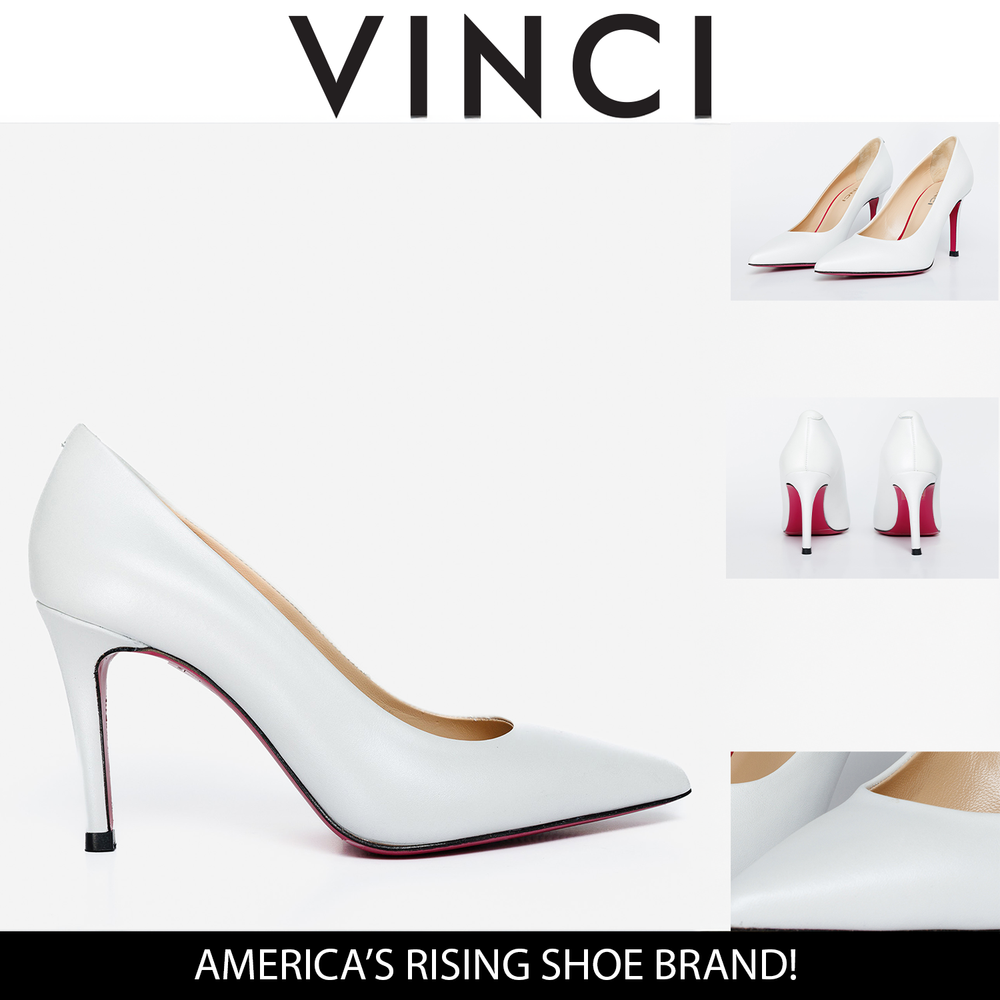 The Ege White Leather Pump Fuchsia Sole Shoe