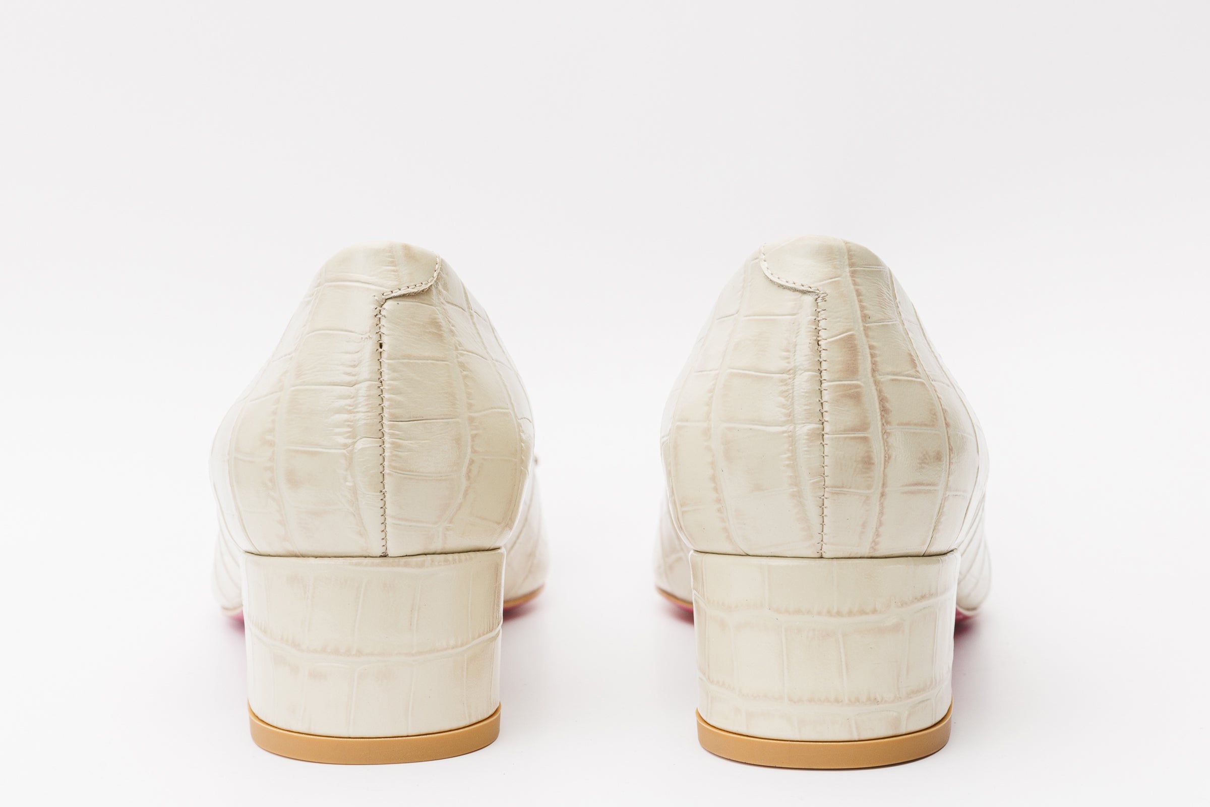 The Foggia Beige Leather Block Heel Pump Shoe