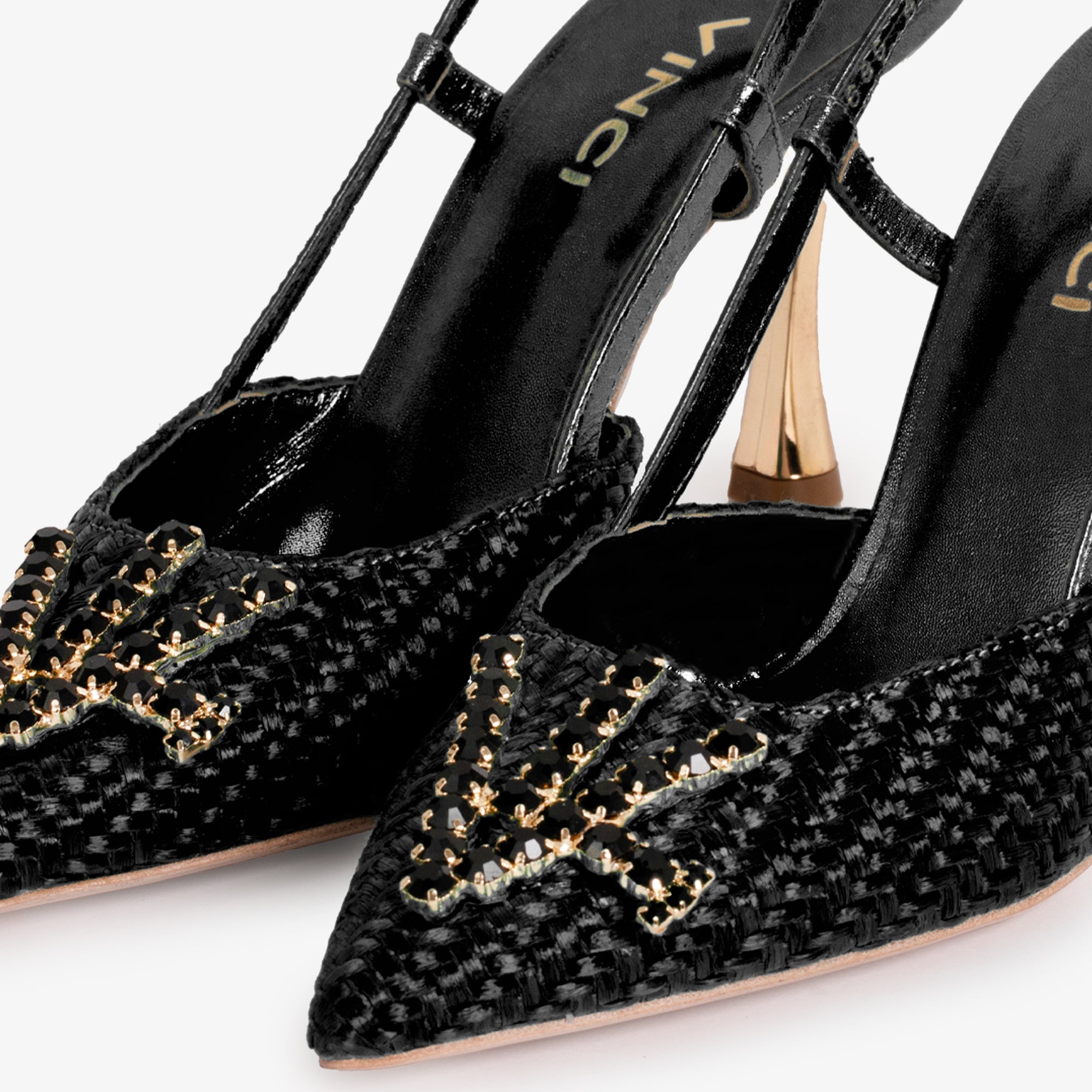 The Luna Black Leather Slingback Sandal