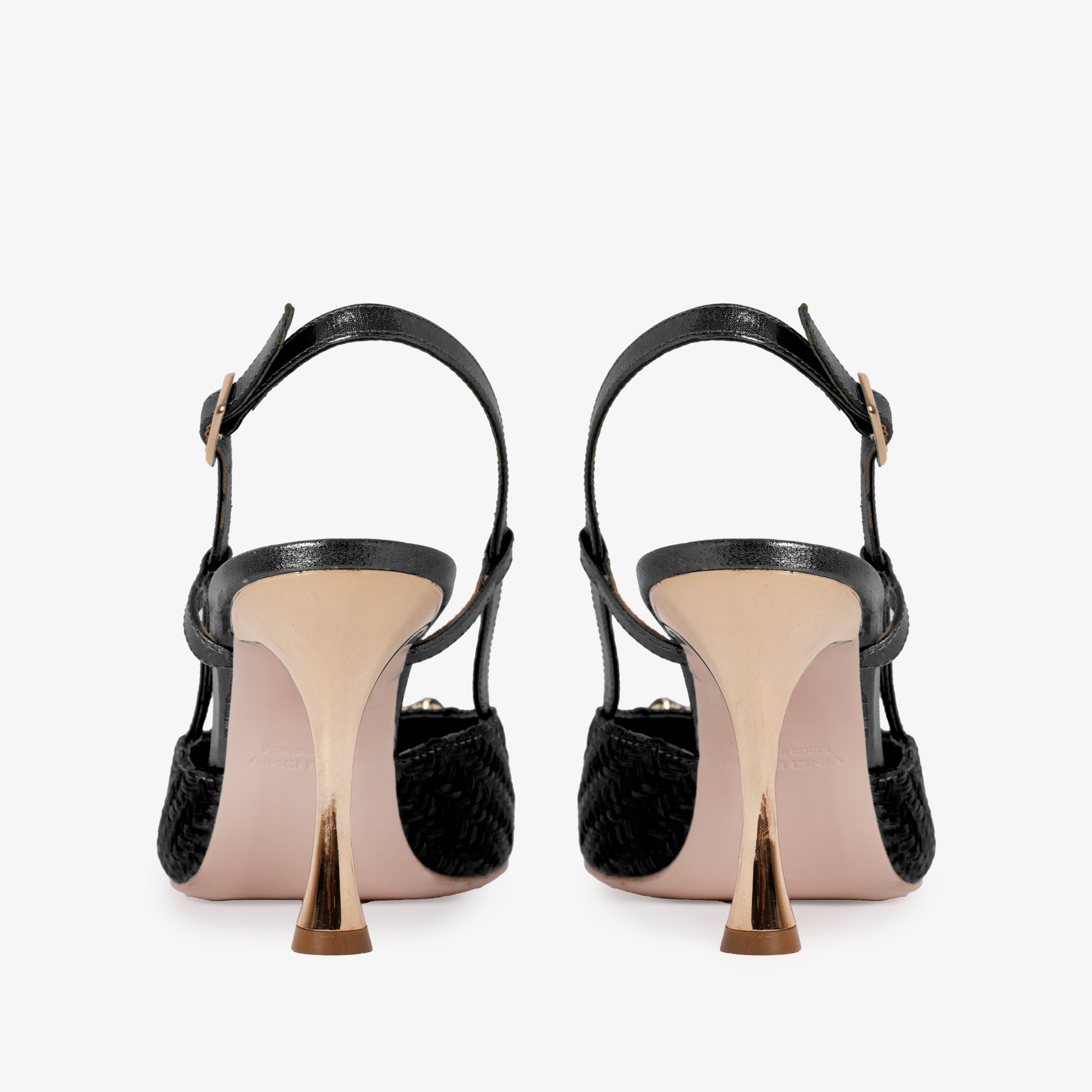 The Luna Black Leather Slingback Sandal