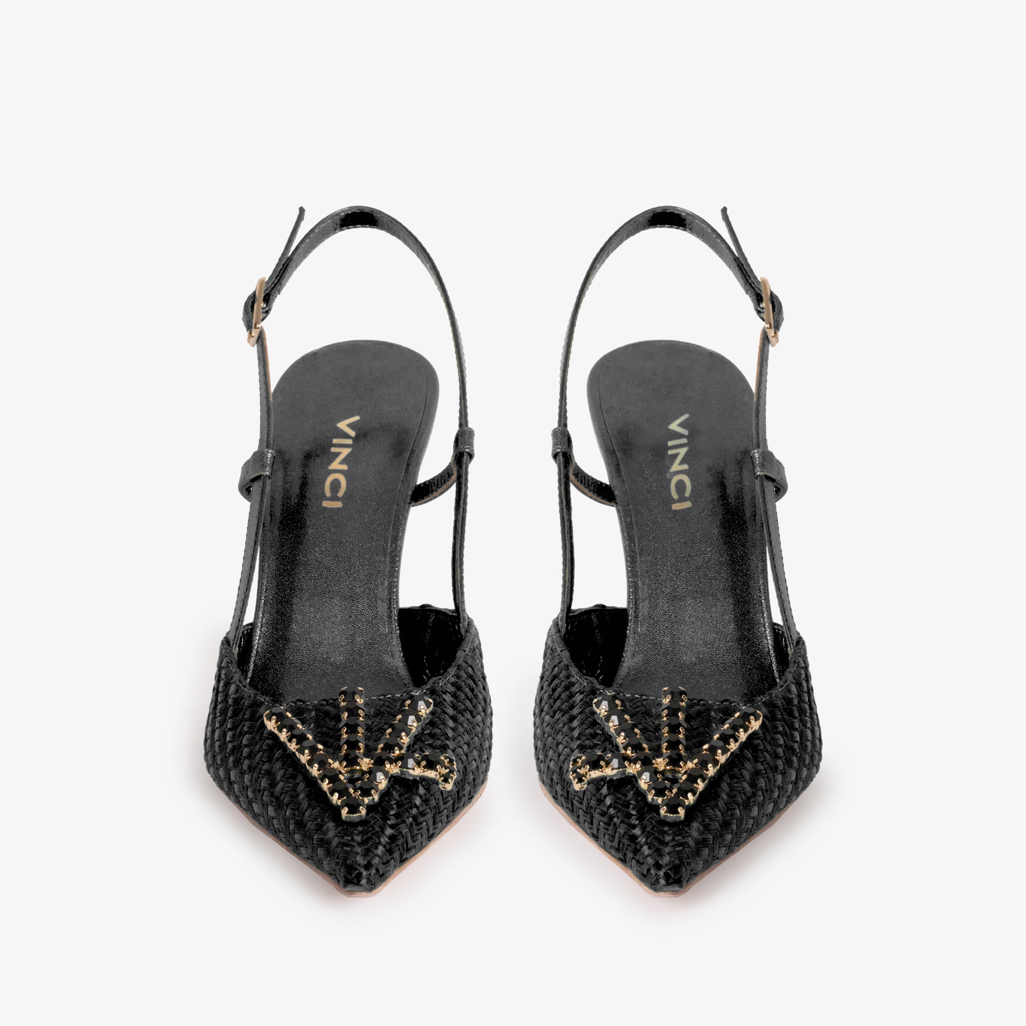The Luna Black Leather Slingback Sandal
