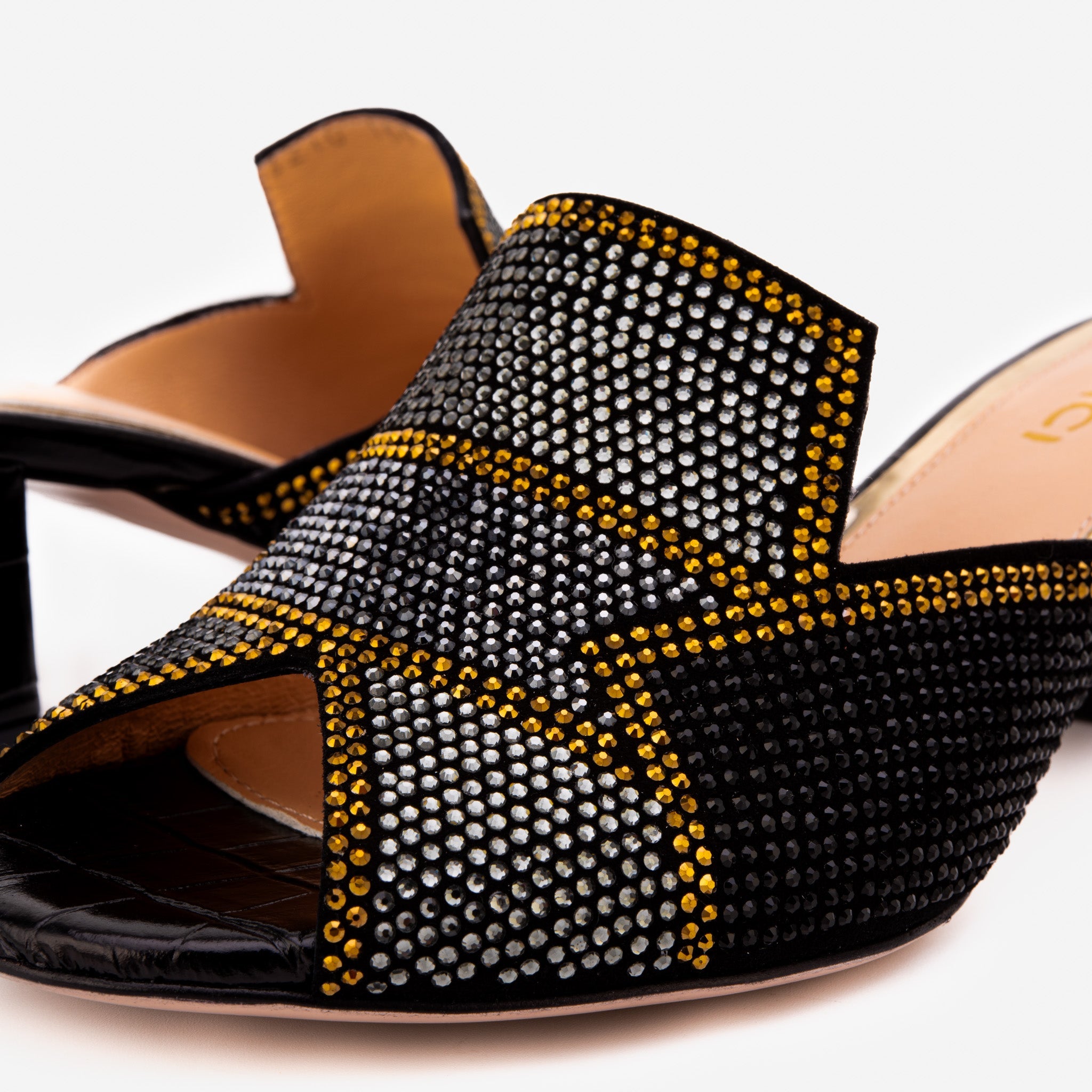 The Magnolia Black Glitter Leather Sandal