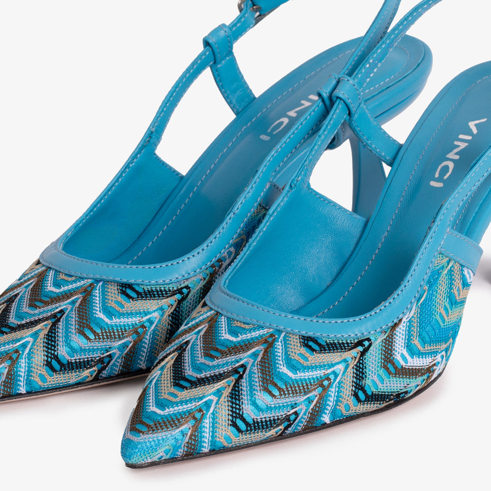 The Napoli Blue Leather Slingback Sandal