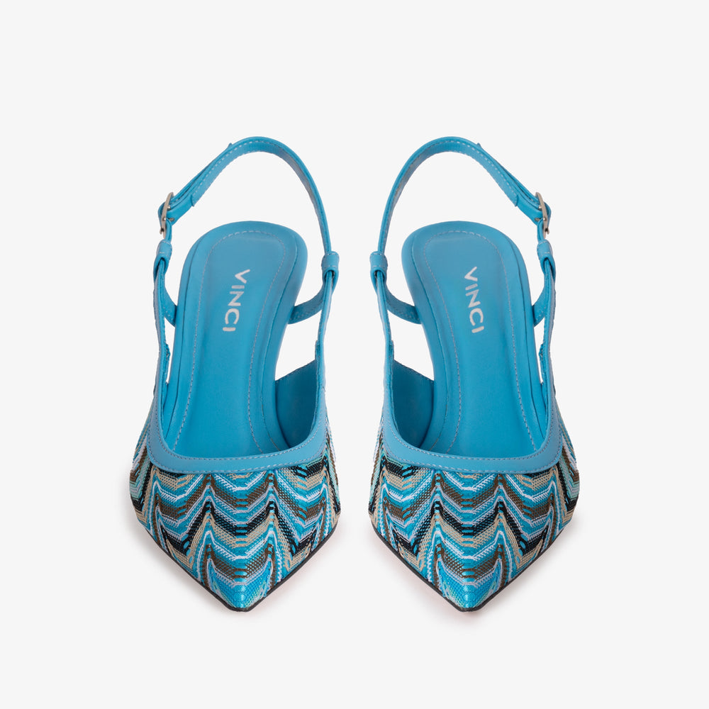 The Napoli Blue Leather Slingback Sandal
