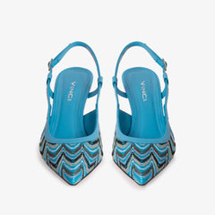 The Napoli Blue Leather Slingback Sandal