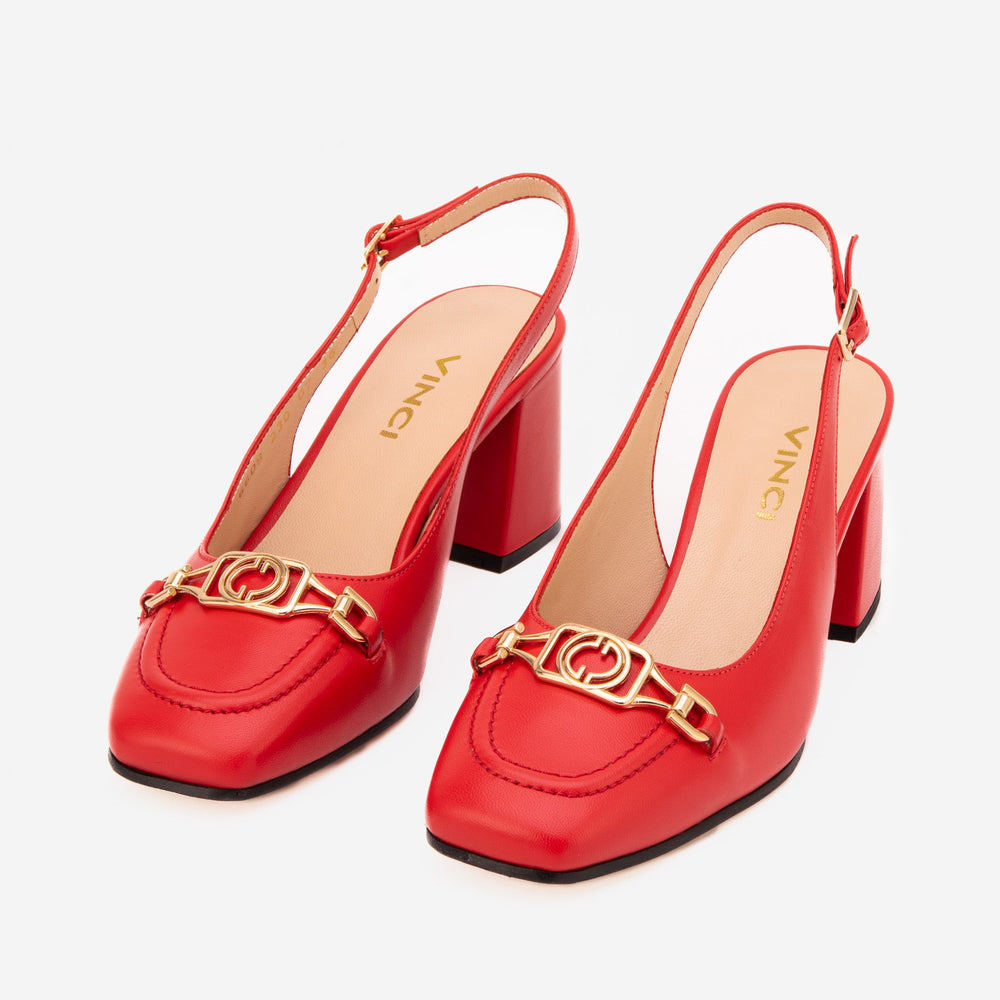 The Potomac Red Leather Slingback Sandal