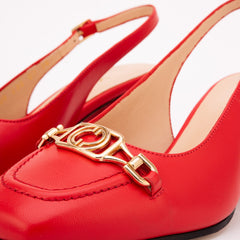 The Potomac Red Leather Slingback Sandal