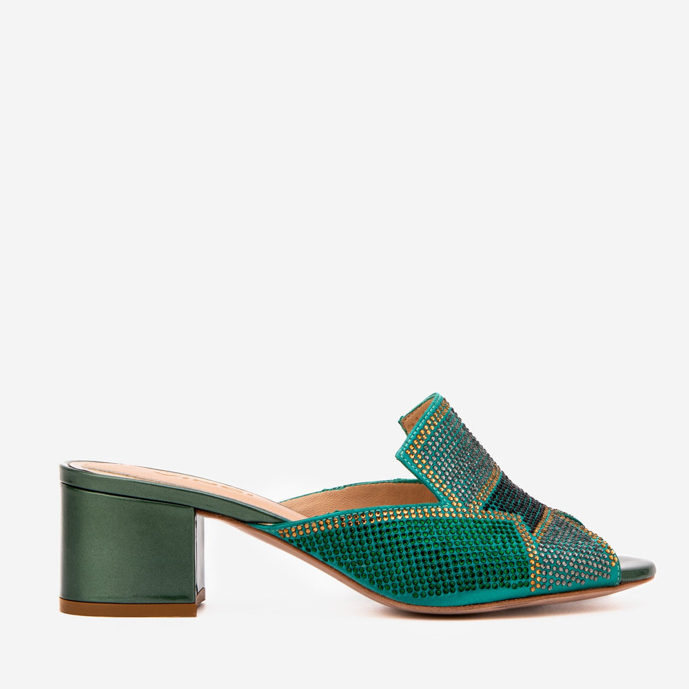 The Magnolia Green Glitter Leather Sandal