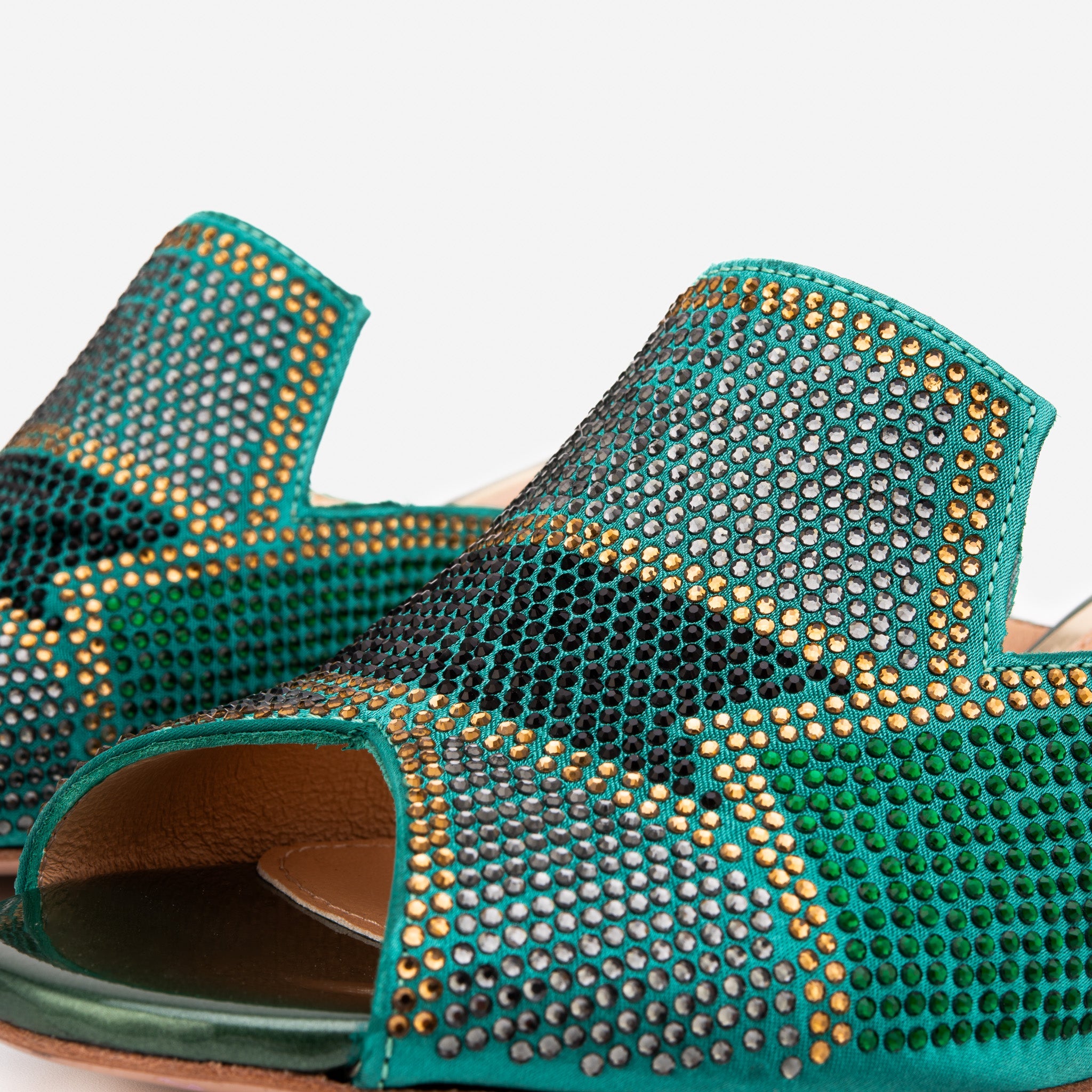 The Magnolia Green Glitter Leather Sandal