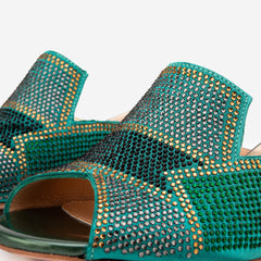 The Magnolia Green Glitter Leather Sandal