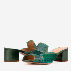 The Magnolia Green Glitter Leather Sandal