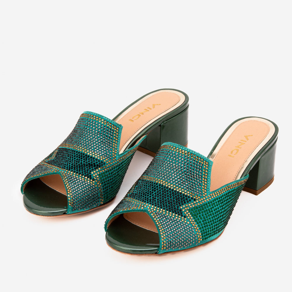 The Magnolia Green Glitter Leather Sandal