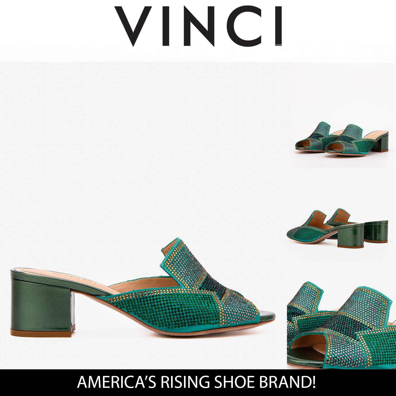 The Magnolia Green Glitter Leather Sandal
