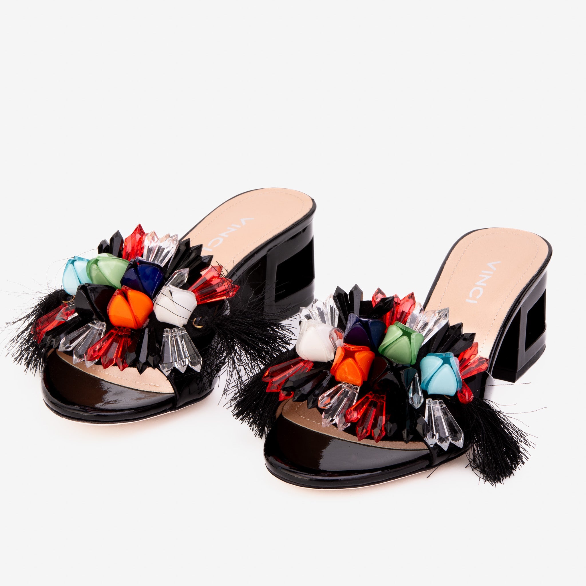 The Vigo Black Leather Block Heel Sandal