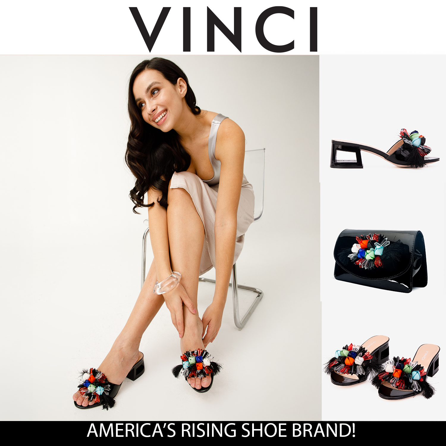 The Vigo Black Leather Block Heel Sandal