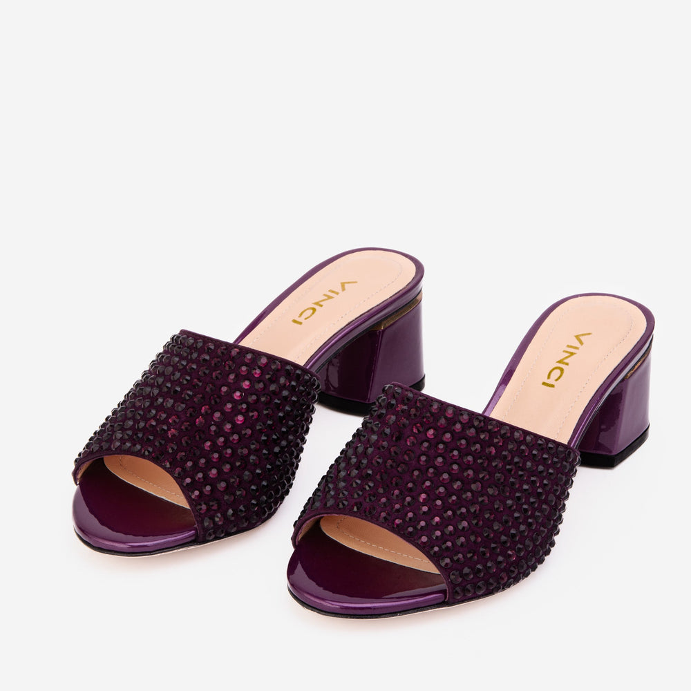 The Ailano Purple Glitter Leather Sandal