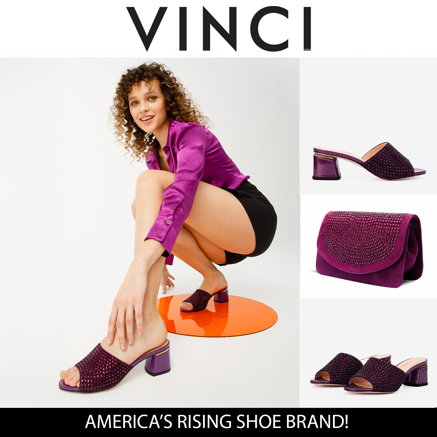 The Ailano Purple Glitter Leather Sandal