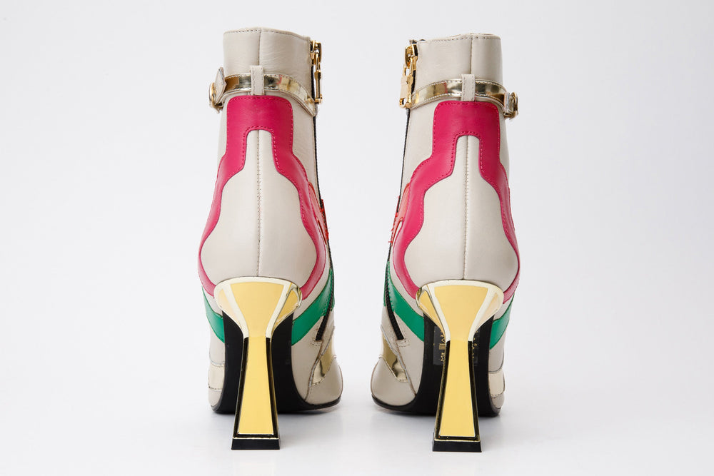 The Tario Cream Leather Ankle Boot