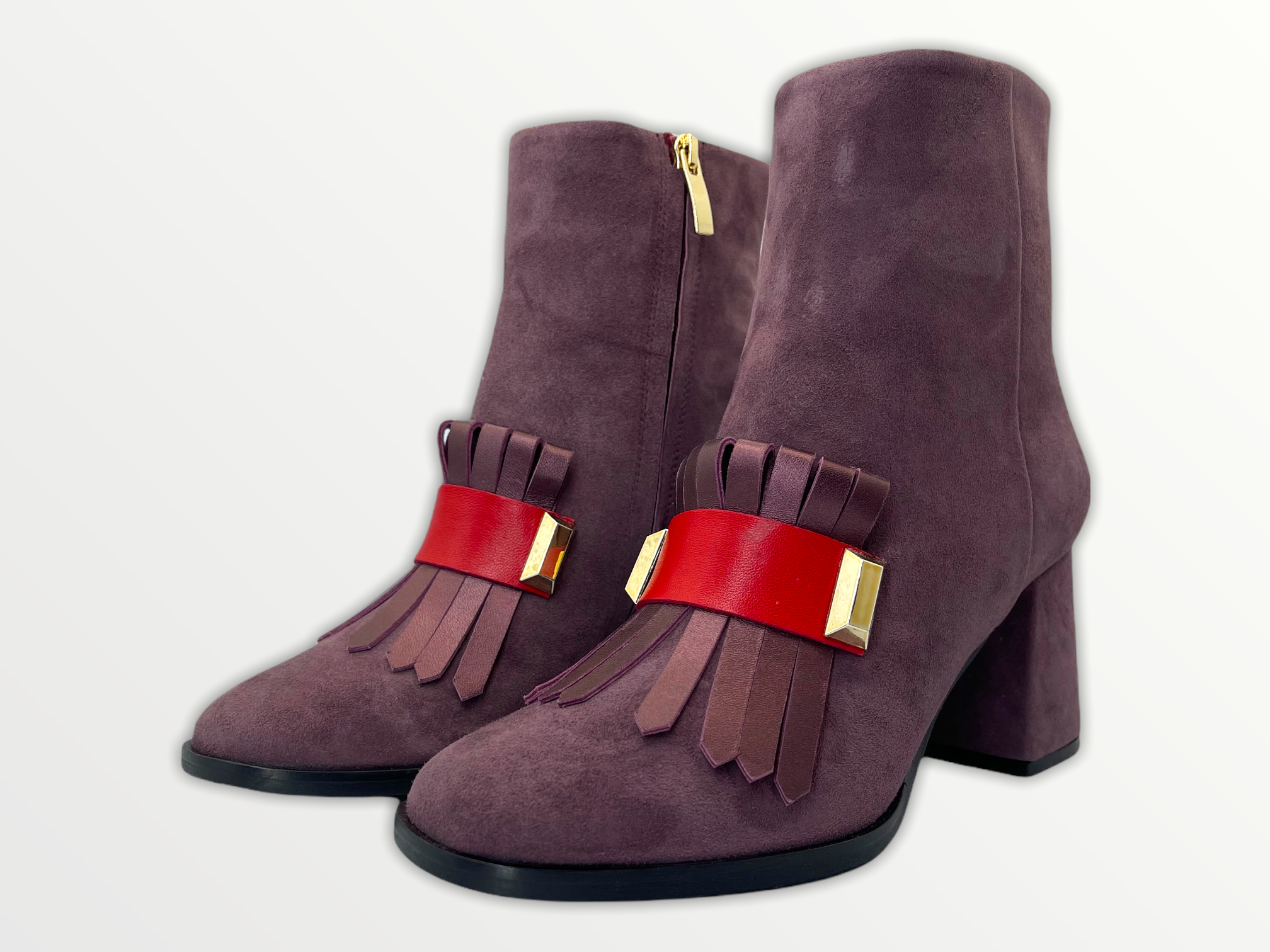 The Luksor Rose Suede Leather Block Heel Boot