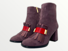 The Luksor Rose Suede Leather Block Heel Boot