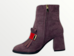 The Luksor Rose Suede Leather Block Heel Boot