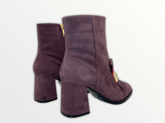The Luksor Rose Suede Leather Block Heel Boot