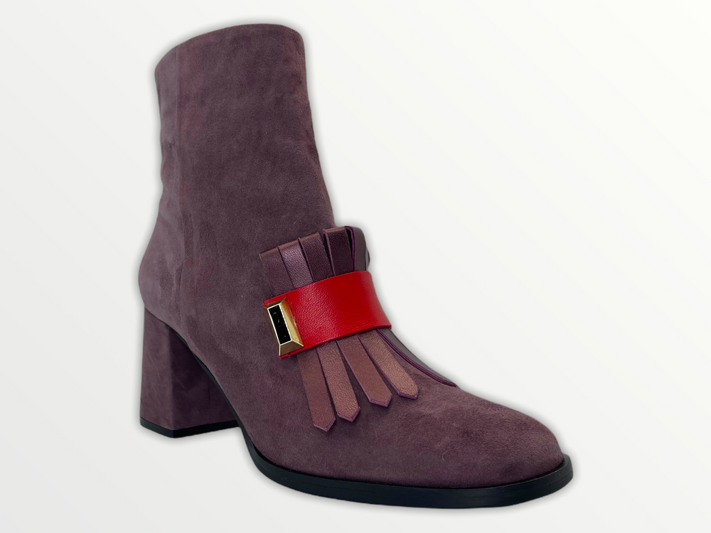 The Luksor Rose Suede Leather Block Heel Boot